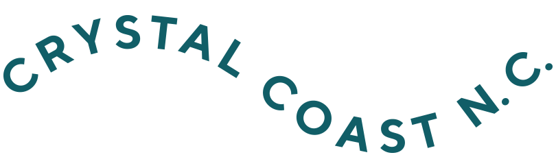 Text that reads “Crystal Coast N.C.” in a curved teal font.