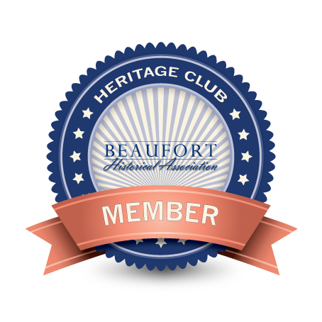 Blue and gold “Import placeholder for 1028” badge with “Member” on a red ribbon, for Beaufort Historical Association.